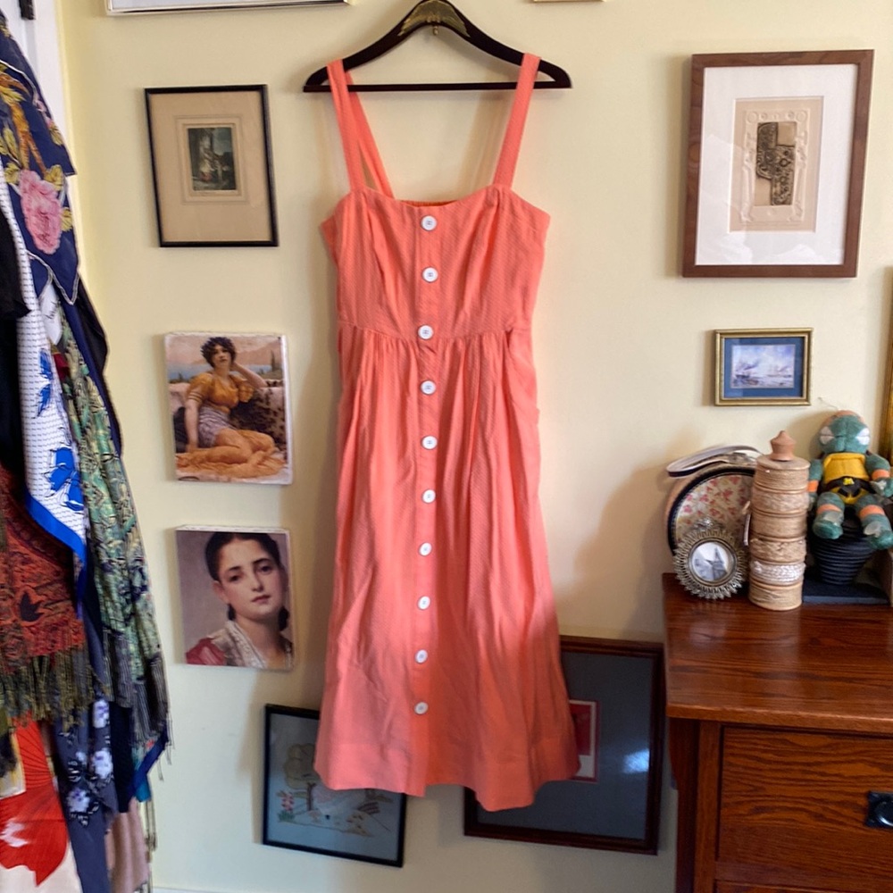 ANTHROPOLOGIE Maeve Rosemary Creamsicle Midi Dress